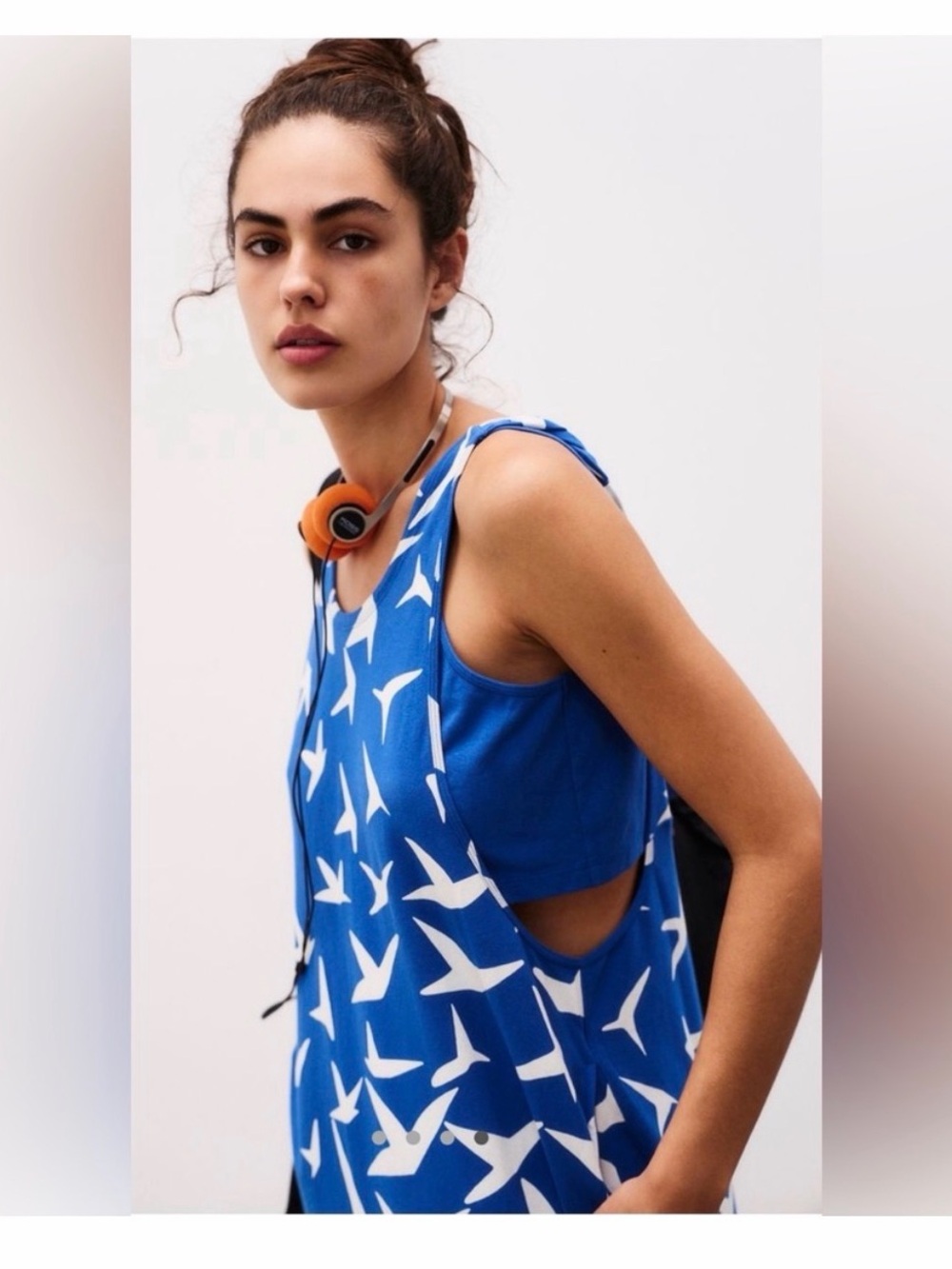 Free People Hot Shot Twisted Back Printed Maxi in Flying High Blue - L - Picture 2 of 7